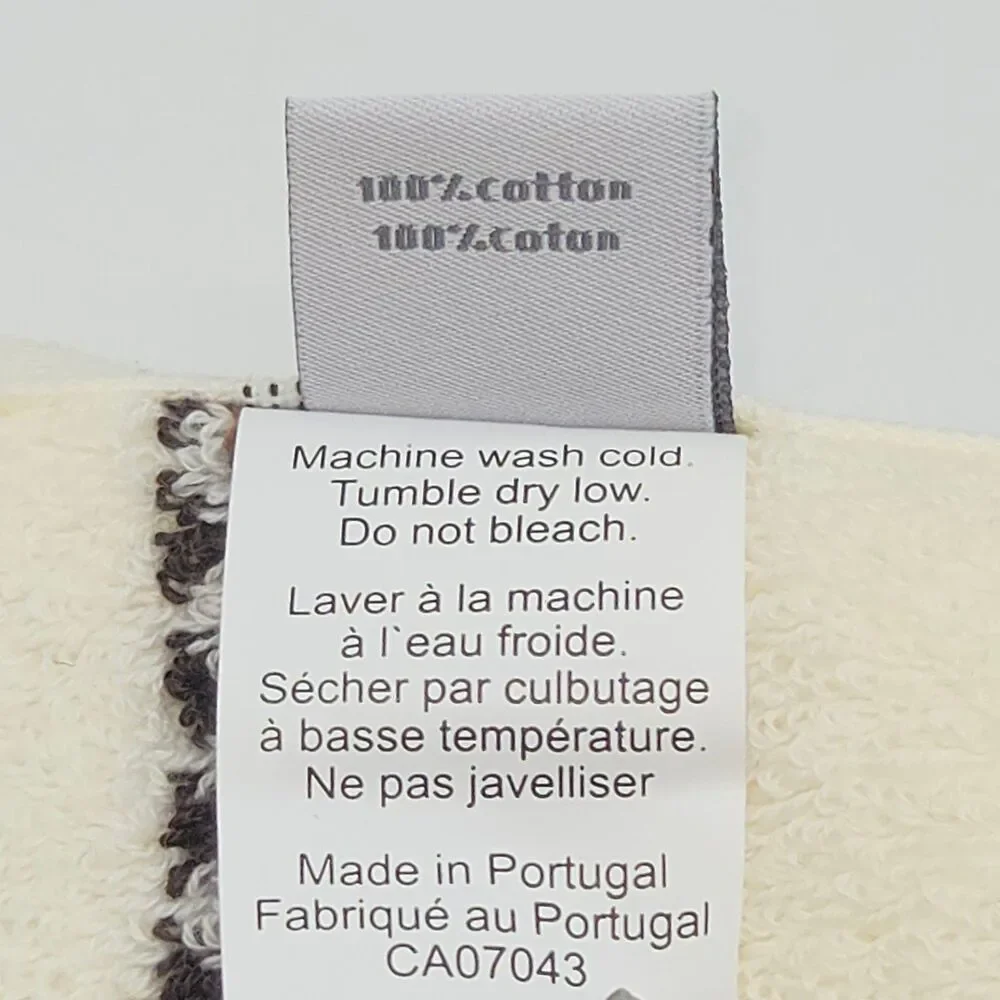 Felpinter 4pc Cotton Bath Hand Towel Set Chevron Stripe Cream Brown Portugal